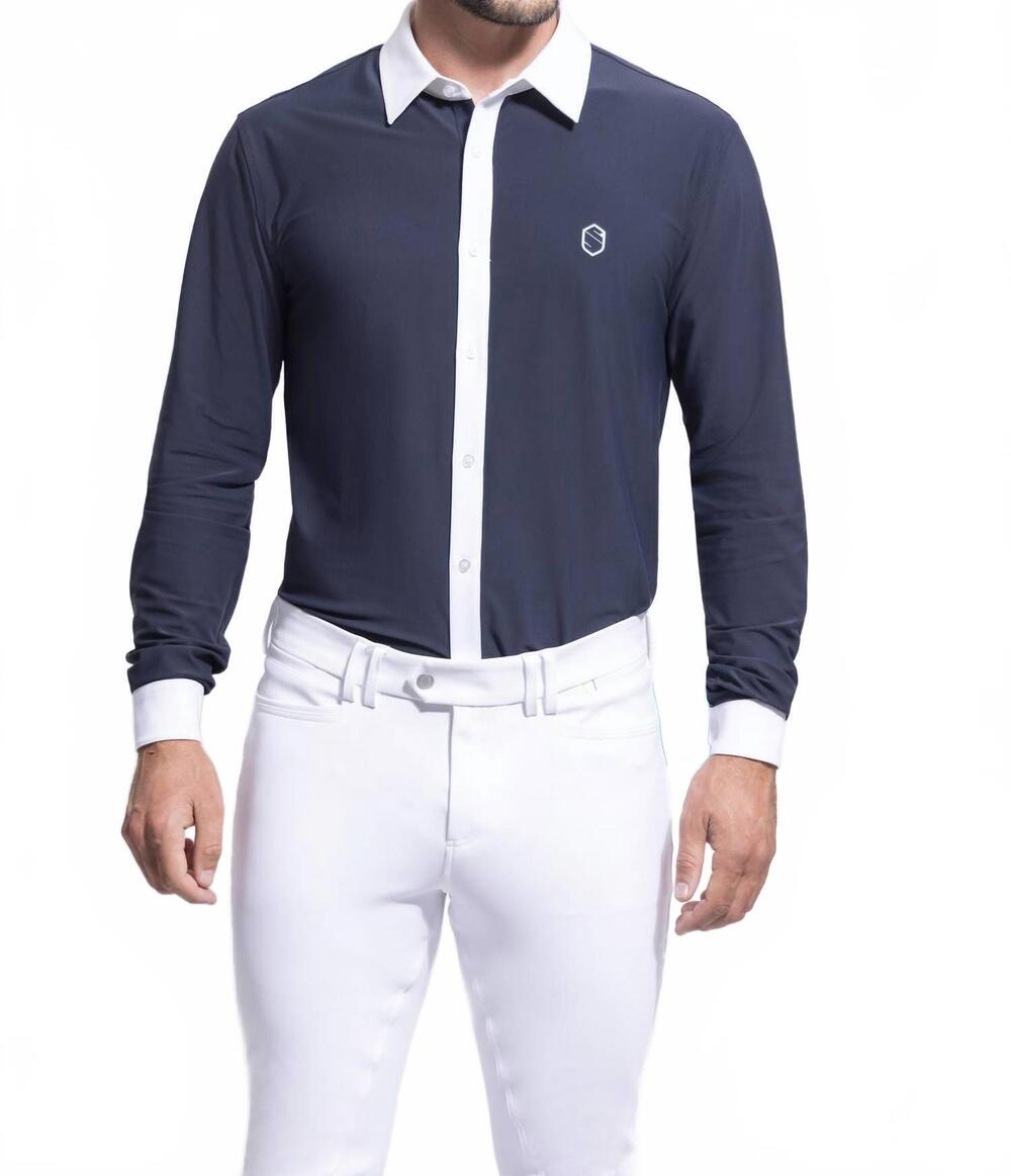 NEW SAMSHIELD men's georges long sleeve show shirt in navy